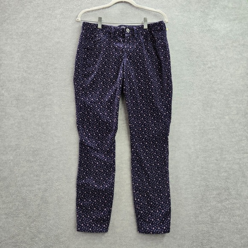 Madewell Women Pants 27 Blue Ankle Polka Dot Corduroy